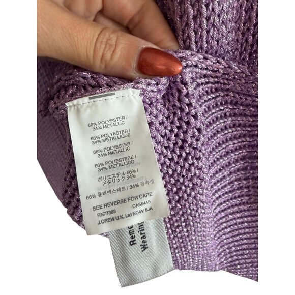 J CREW Holiday Purple Metallic Crewneck Sweater Size XS - Picture 3 of 9